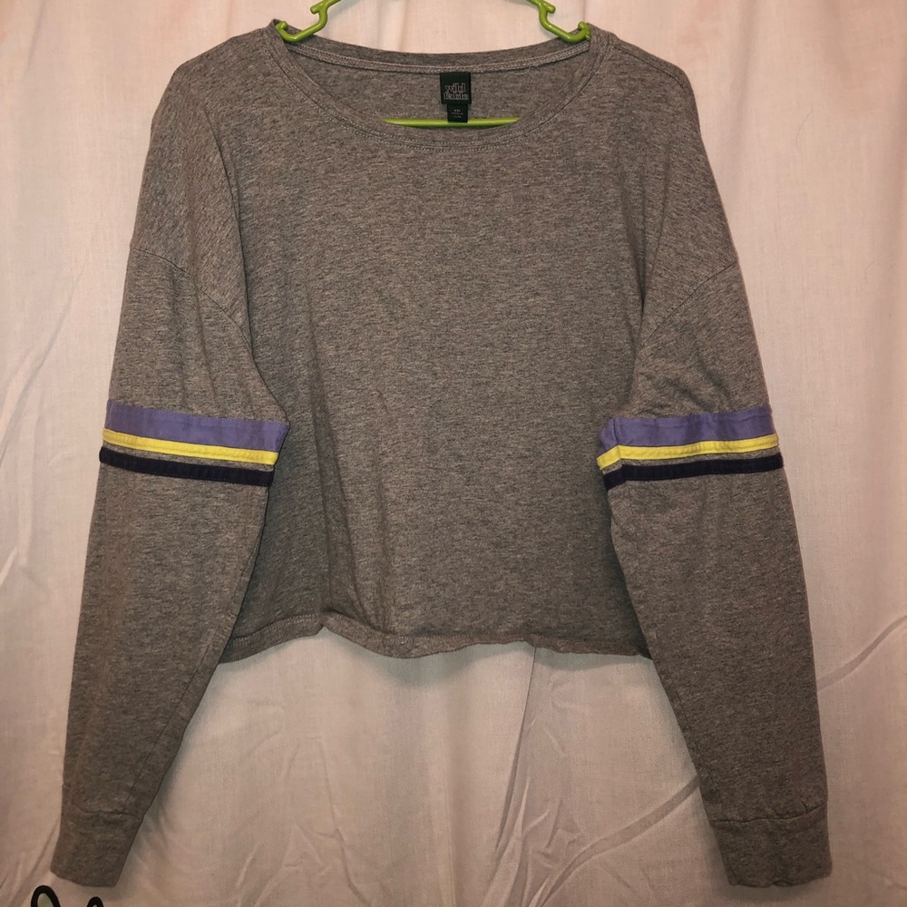 Wild Fable Grey Crop Top Long Sleeve T Shirt